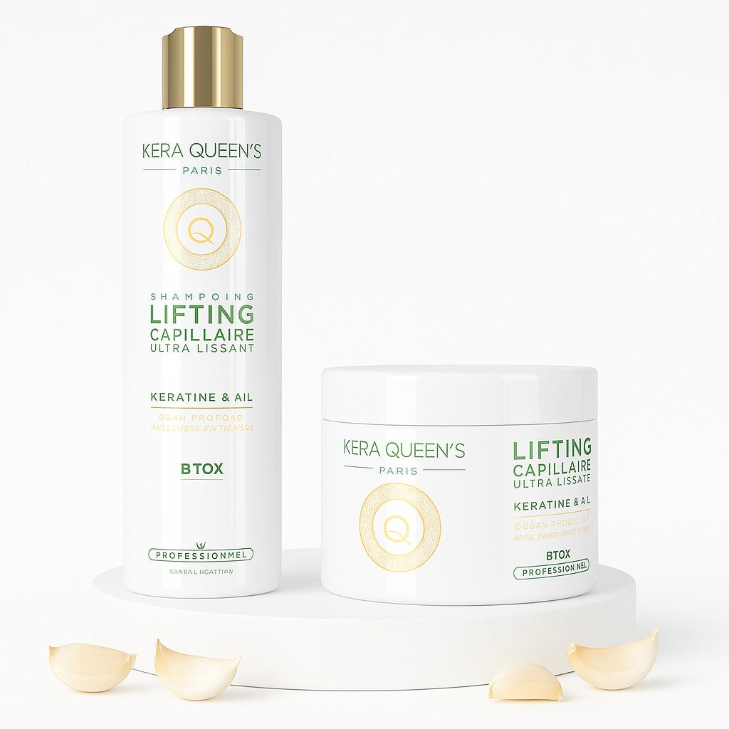 ROUTINE COMPLÈTE - LIFTING KÉRATINE & AIL CHEVEUX GRAS/ANTI-CHUTE/FORTIFIANT